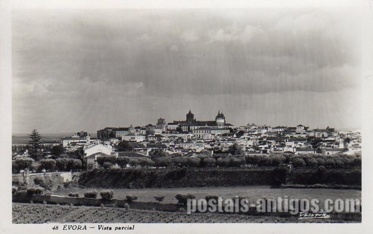 Bilhete postal da Vista parcial de Évora | Portugal em postais antigos