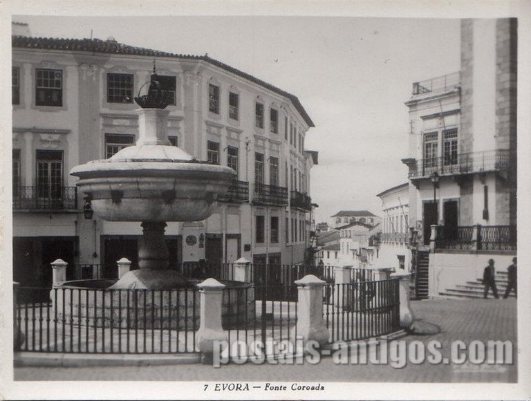 Bilhete postal da ​Fonte Coroada, Évora | Portugal em postais antigos