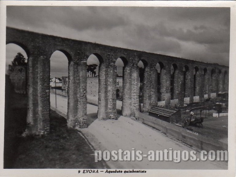 Bilhete postal doAqueduto quinhentista, Évora | Portugal em postais antigos