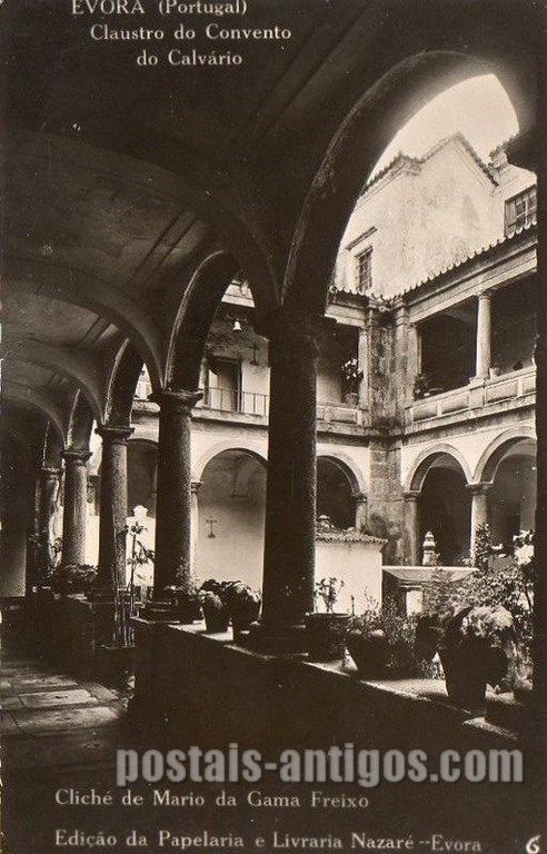 Bilhete postal do Claustro do Convento do Calvário, Évora | Portugal em postais antigos