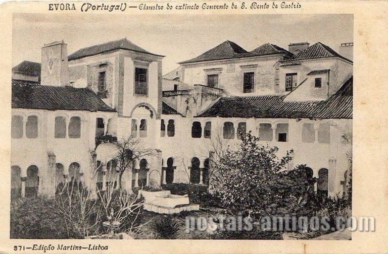 Bilhete postal do Claustro do exstincto Convento de São Bento de Castris, Évora | Portugal em postais antigos