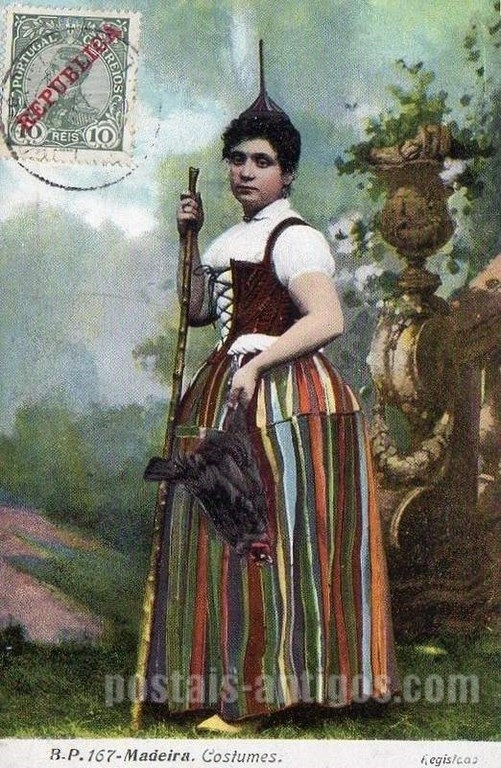Bilhete postal ilustrado de Traje da ilha da Madeira | Portugal em postais antigos 
