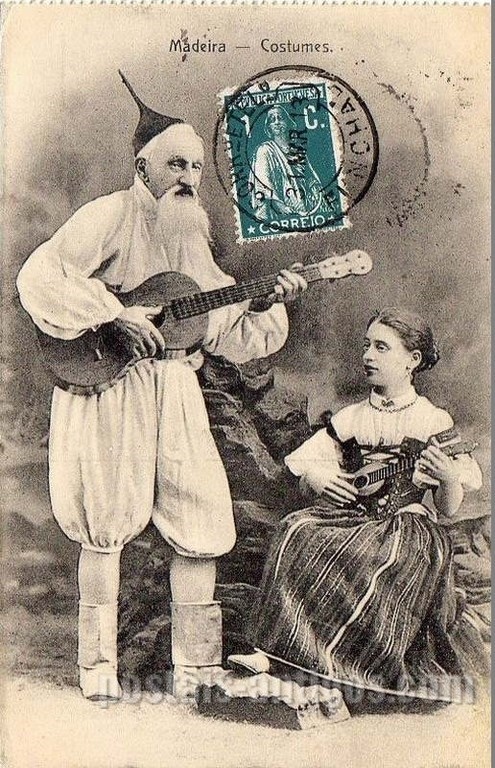 Bilhete postal ilustrado de costume da Madeira | Portugal em postais antigos 