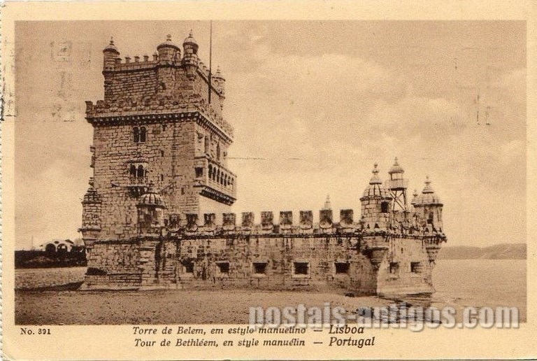Bilhete postal antigo de Lisboa , Portugal: Torre de Bélem - 102