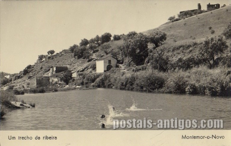 Bilhete postal de Montemor-o-Novo, um trecho da Ribeira | Portugal em postais antigos 
