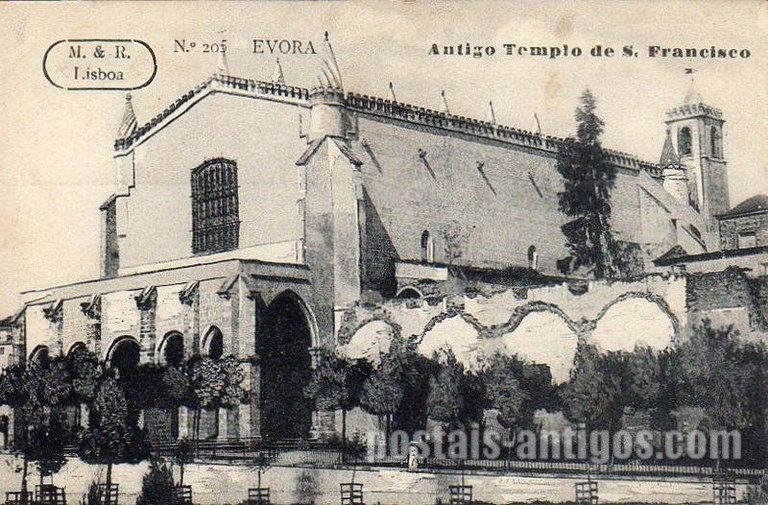 Bilhete postal do Antigo Templo de São Francisco​ - Évora | Portugal em postais antigos