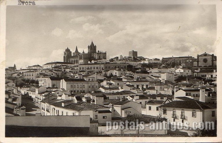 Bilhete postal da Vista parcial de Évora | Portugal em postais antigos