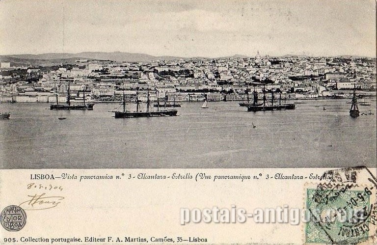 Bilhete postal ilustrado de Lisboa, Panorama n°3 | Portugal em postais antigos