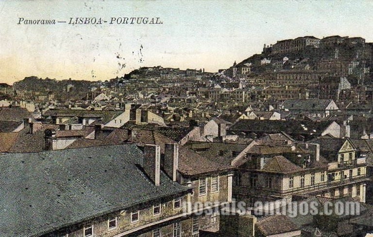 Bilhete postal ilustrado de Lisboa: Panorama da cidade | Portugal em postais antigos