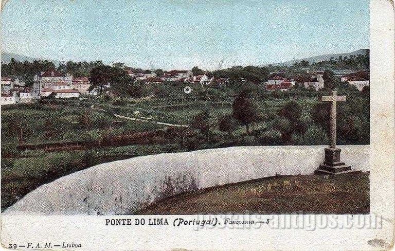 Bilehte postal colorizado de Ponte de Lima, Panorama | Portugal em postais antigos