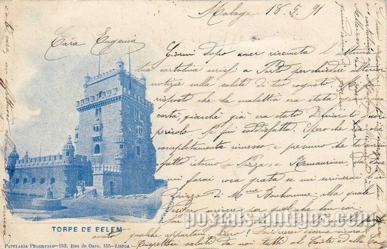 Bilhete postal antigo de Lisboa , Portugal: Torre de Bélem - 02