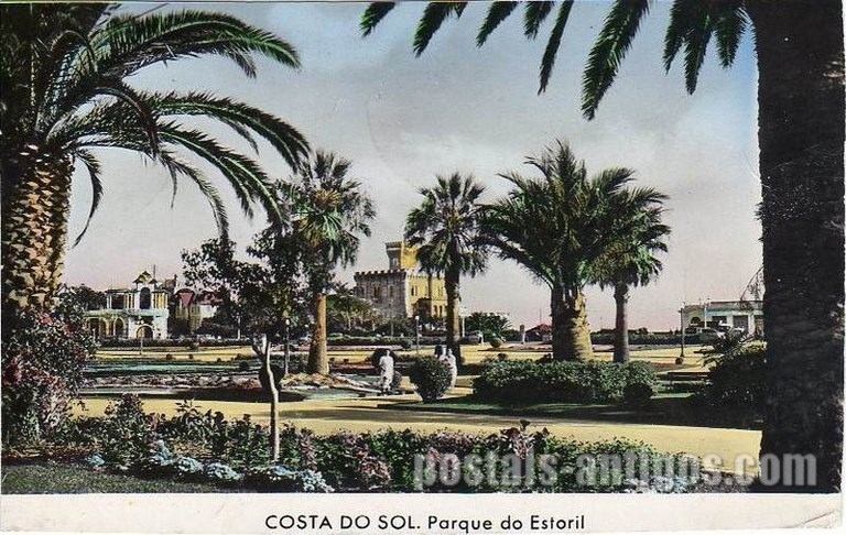 Bilhete postal ilustrado do Parque do Estoril , Costa do Sol | Portugal em postais antigos 