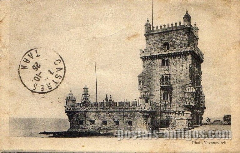 Bilhete postal antigo de Lisboa , Portugal: Torre de Bélem - 100