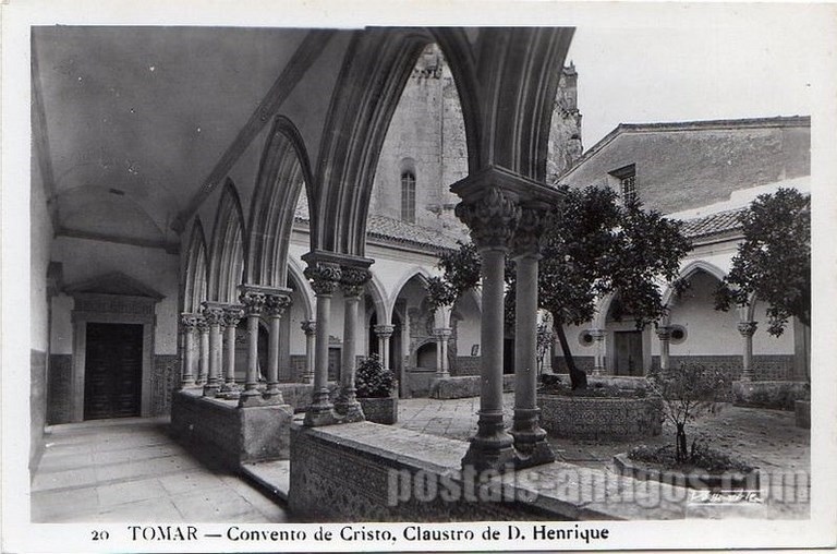 Bilhete postal ilustrado de Tomar, Convento de Cristo, Claustro de D. Henrique | Portugal em postais antigos 