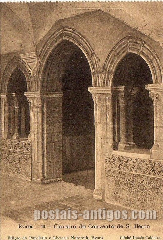 Bilhete postal do Claustro do Convento de São Bento​, Évora | Portugal em postais antigos