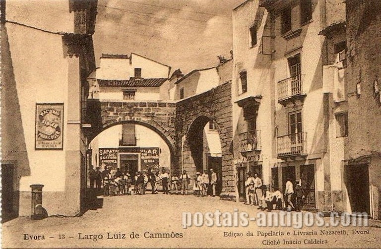 Bilhete postal do Largo Luís de Camões​, Évora | Portugal em postais antigos