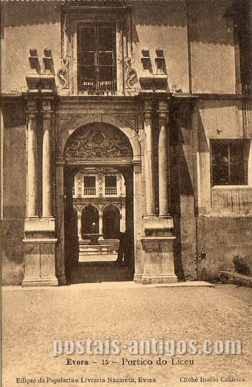 Bilhete postal do Pórtico do Liceu, Évora | Portugal em postais antigos
