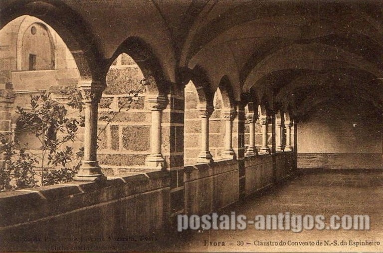 Bilhete postal do Claustro do Convento de Nossa Senhora do Espinheiro, Évora | Portugal em postais antigos
