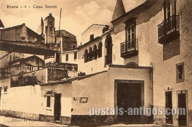 Bilhete postal da Casa Soure​, Évora | Portugal em postais antigos