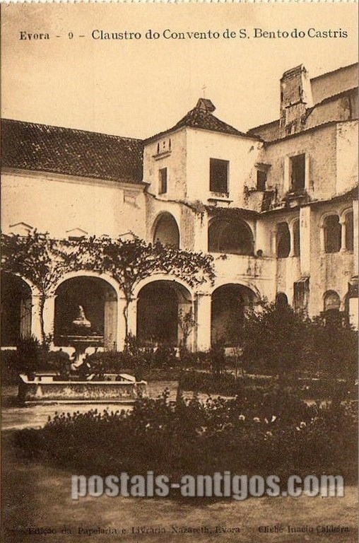 Bilhete postal do Claustro do Convento de São Bento de Castris​, Évora | Portugal em postais antigos