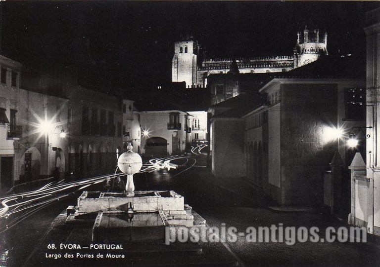 Bilhete postal do Largo das Portas de Moura, Évora | Portugal em postais antigos