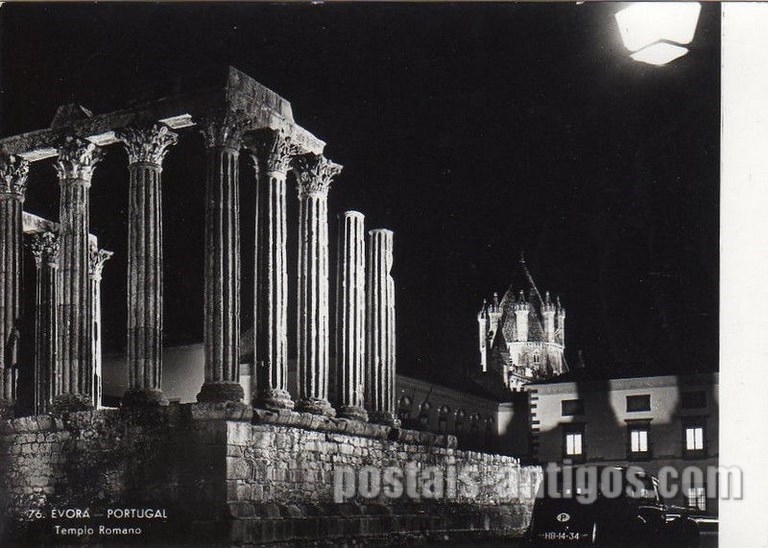 Bilhete postal do Templo Romano de Diana, Évora | Portugal em postais antigos
