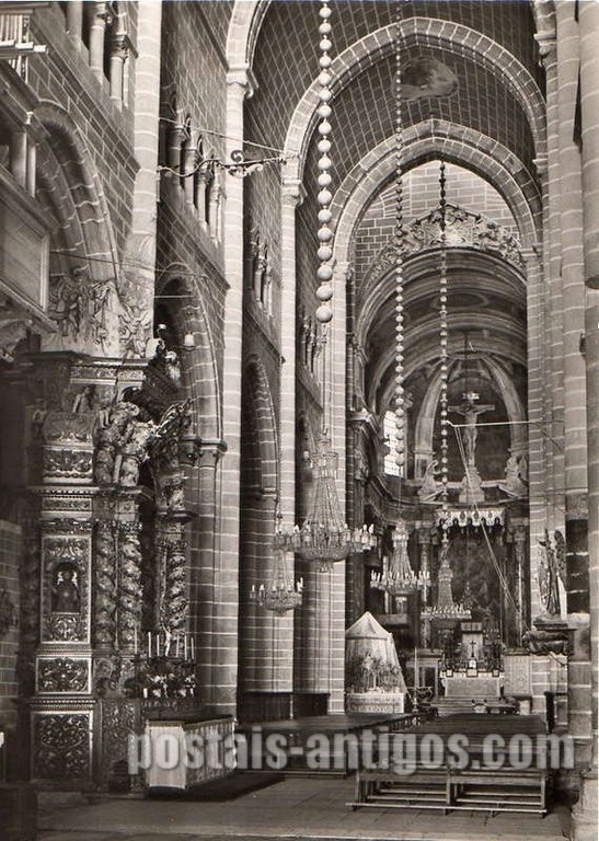 Bilhete postal da Nave central da Sé de Évora | Portugal em postais antigos
