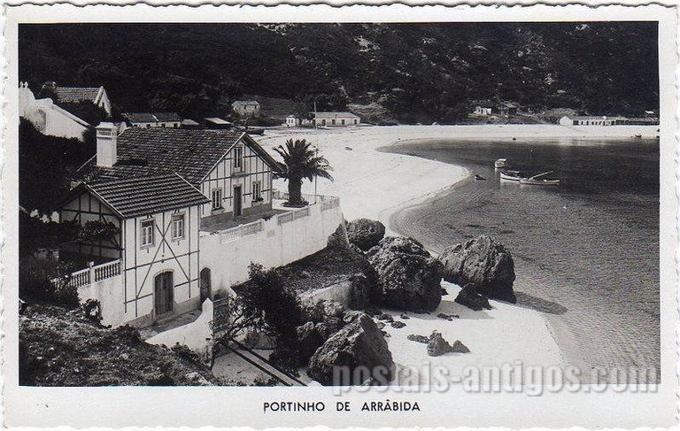 Bilhete postal ilustrtado de Setúbal, Portinho de Arrábida | Portugal em postais antigos