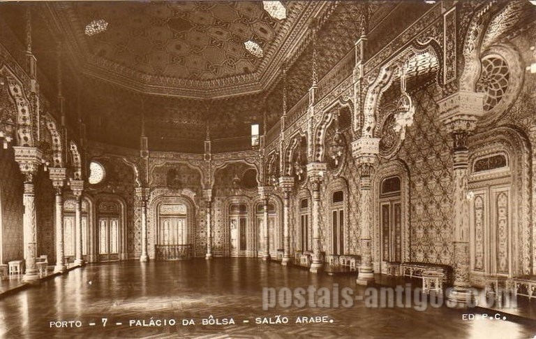 Postal antigo de Porto, Portugal: Palácio da Bolsa e Salão Árabe​ | Portugal em postais antigos