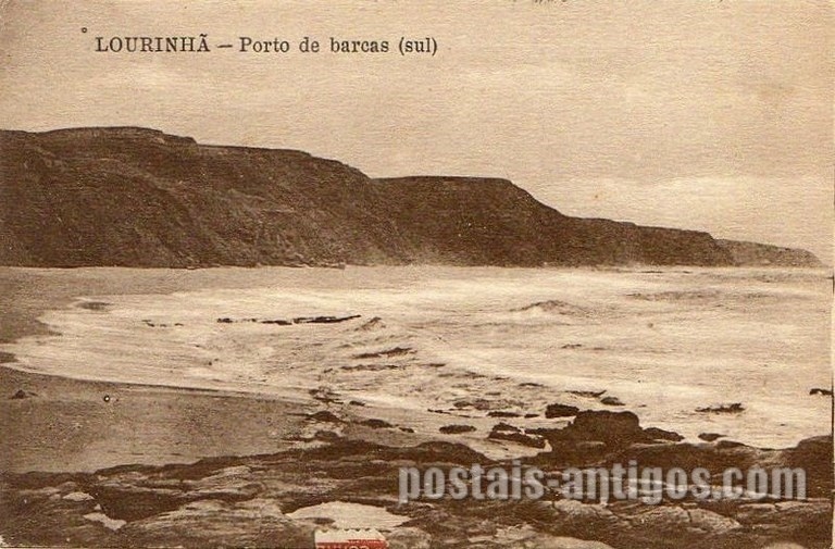 Bilhete postal ilustrado de Lourinhã, Porto de barcas (sul) | Portugal em postais antigos 