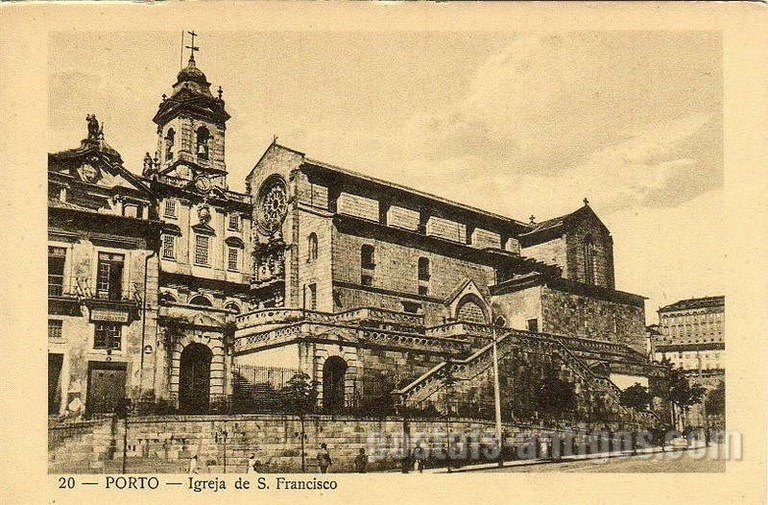 Postal antigo de Porto, Portugal: Igreja de São Fransisco​ | Portugal em postais antigos