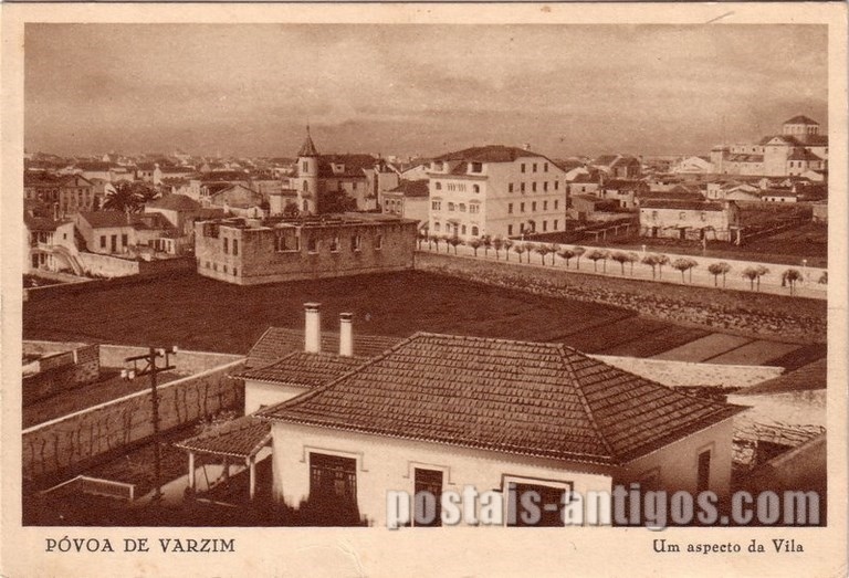 Bilhete postal ilustrado de Póvoa de Varzim: Um aspecto da Vila | Portugal em postais antigos
