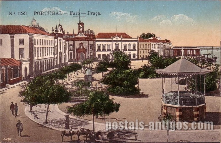 Bilhete postal de Faro, Praça | Portugal em postais antigos