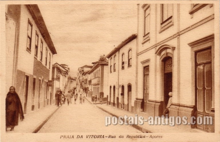 Bilhete postal de Rua da República, Praia da Vitória, Açores | Portugal em postais antigos