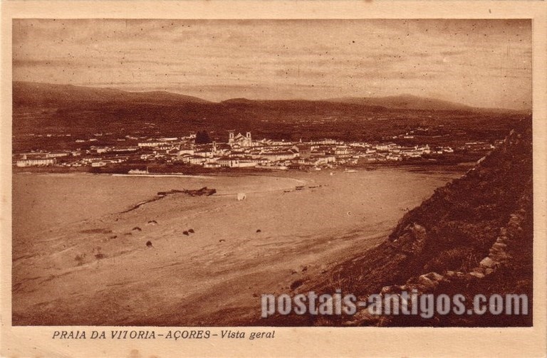 Bilhete postal da Vista geral, Praia da Vitória, Açores | Portugal em postais antigos