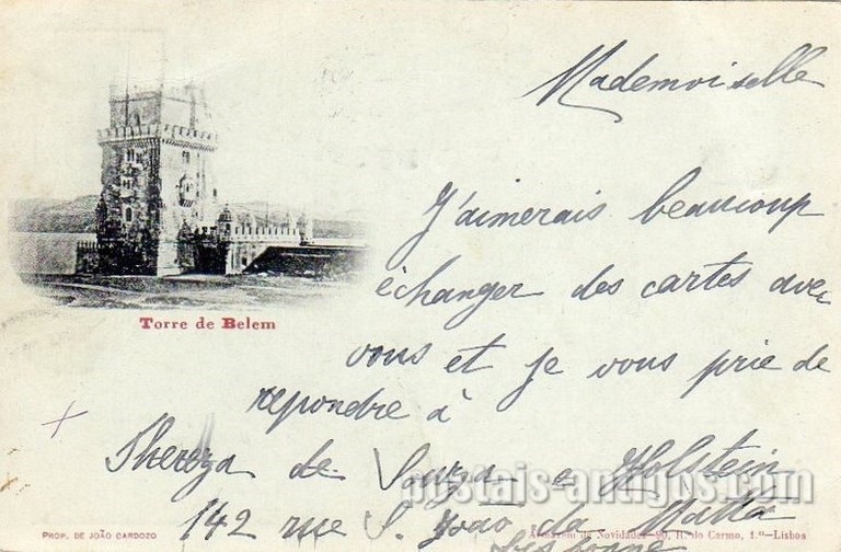 Bilhete postal antigo de Lisboa , Portugal: Torre de Bélem - 01