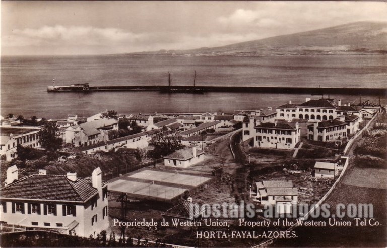 Bilhete postal da Propriedade da Western Union, Horta, Faial, Açores | Portugal em postais antigos 