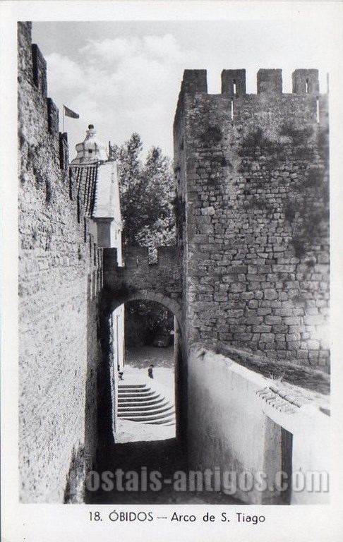 Bilhete postal de Óbidos, Arco de São Tiago | Portugal em postais antigos 