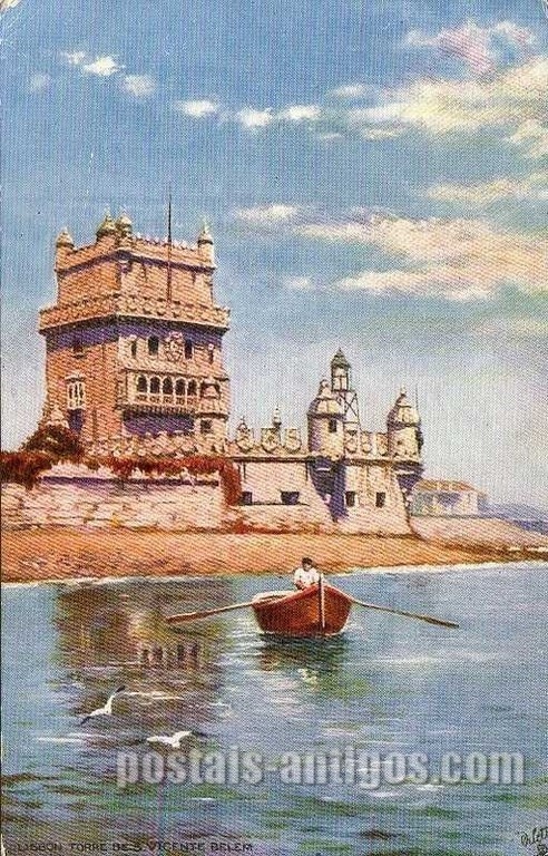 Bilhete postal antigo de Lisboa , Portugal: Torre de Bélem - 85