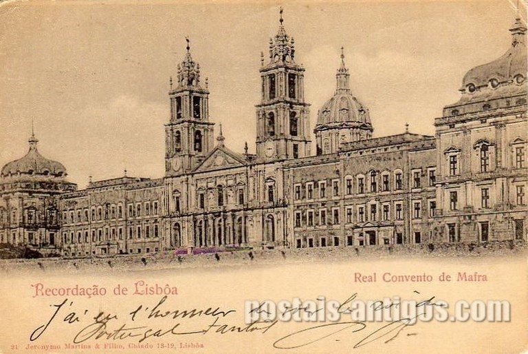 Bilhete postal ilustrado do Real Convento de Mafra | Portugal em postais antigos 