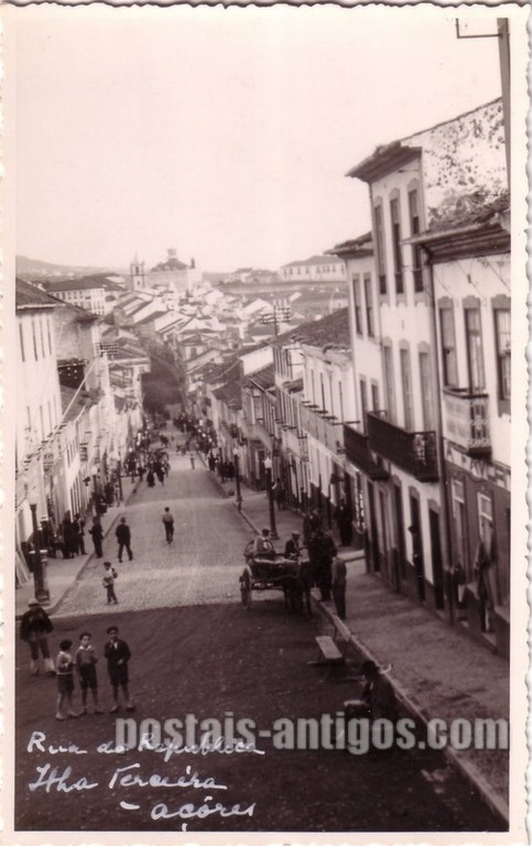 Bilhete postal da Rua da República, ​Angra do Heroísmo, Açores | Portugal em postais antigos