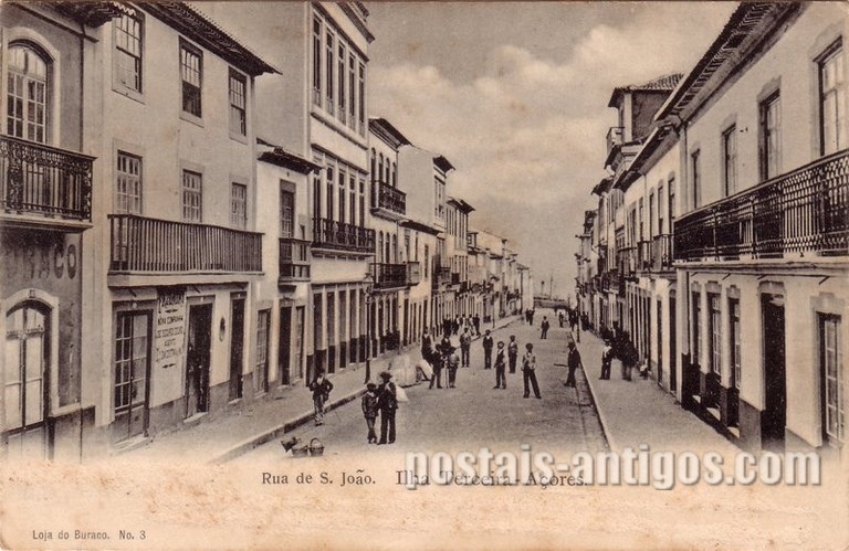 Bilhete postal da Rua de São João, Angra do Heroísmo, Açores | Portugal em postais antigos