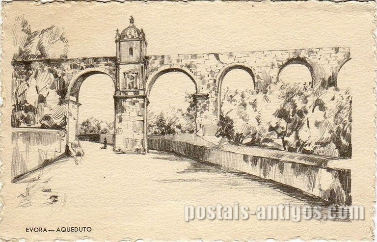 Bilhete postal do Aqueduto​ de Évora | Portugal em postais antigos