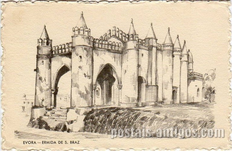 Bilhete postal da ​Ermida de São Brás, Évora | Portugal em postais antigos