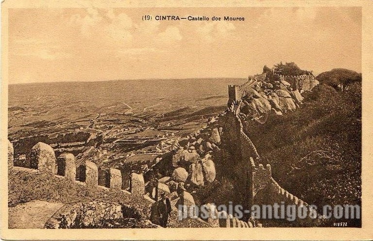 Bilhete postal ilustrado do Castelo dos Mouros​, Sintra  | Portugal em postais antigos 