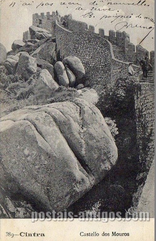 Bilhete postal ilustrado de Sintra, Muralha do Castelo dos Mouros | Portugal em postais antigos 