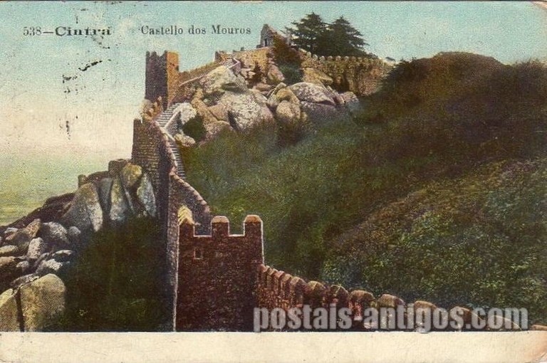 Bilhete postal ilustrado do Castelo dos Mouros, Sintra | Portugal em postais antigos 