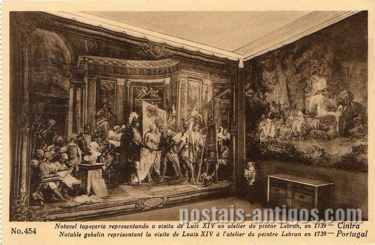 Bilhete postal ilustrado de Sintra, Notável tapeçaria do Palácio Nacional | Portugal em postais antigos 