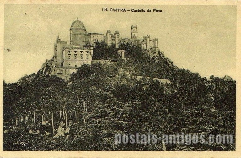 Bilhete postal ilustrado do Palácio Nacional da Pena, Sintra | Portugal em postais antigos 