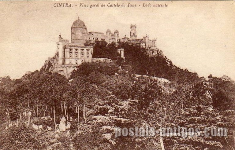 Bilhete postal ilustrado do Palácio da Pena, lado nascente​, Sintra | Portugal em postais antigos 